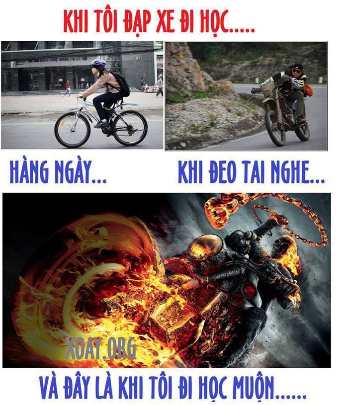 Lao như... vũ bão khi đi học muộn.